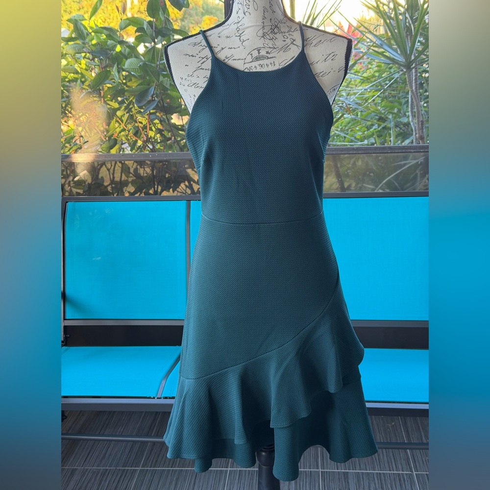 Sleeveless Ruffle Hem Midi Dress in Teal